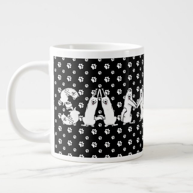 Caneca De Café Grande Samoyed Ortografado em Letras de Cão Samoyed (Esquerda)