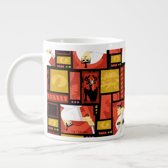 Caneca De Café Grande Samurai Jack & Aku Character Art Panel Pattern (Esquerda)