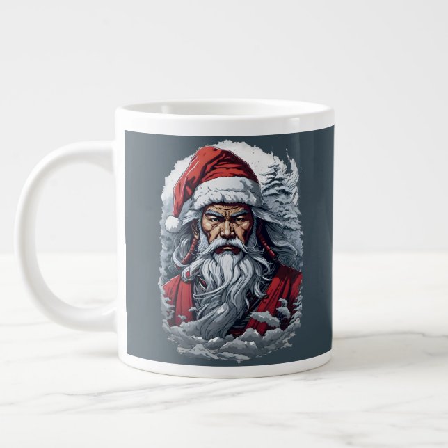 Caneca De Café Grande Samurai Papais noeis Warrior Christmas Art Gift (Esquerda)