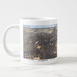 Caneca De Café Grande San Antonio, Texas, Mapa da Cidade Aérea Antiquada