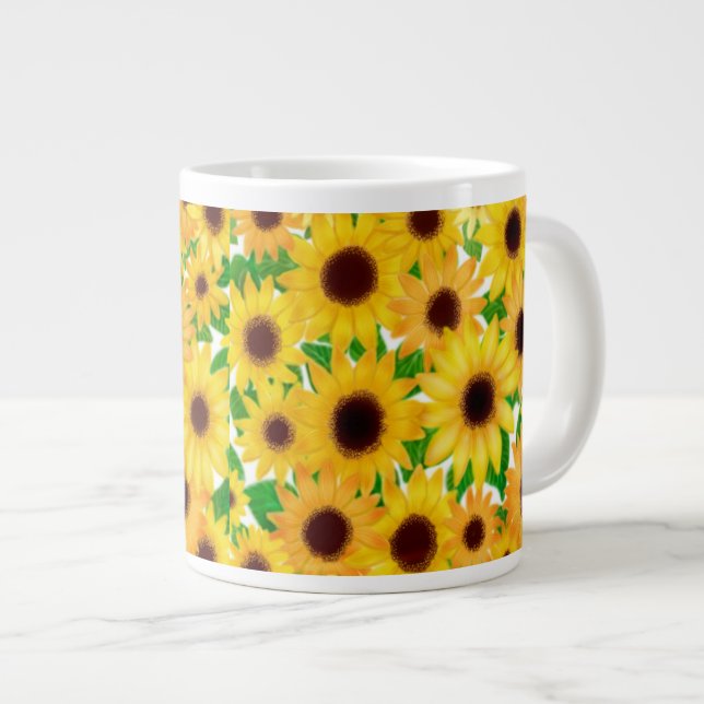 Caneca De Café Grande Sangue de girassol alegre (Frente Esquerda)