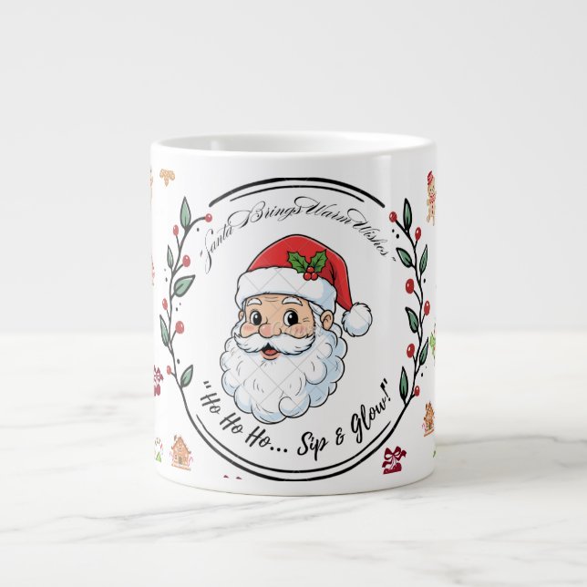 Caneca De Café Grande Santa Brings Warm Wishes – Festive Christmas Coffe (Frente)