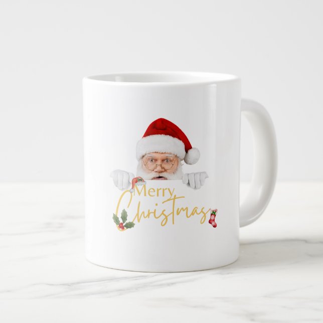 Caneca De Café Grande Santa Claus Merry Christmas Specialty Mug (Frente Esquerda)