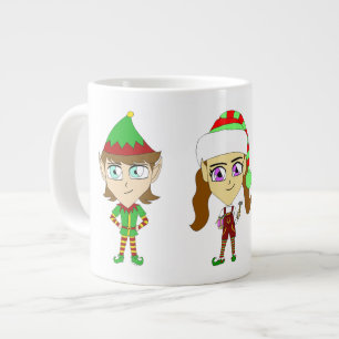 Caneca De Café Grande Santas elves