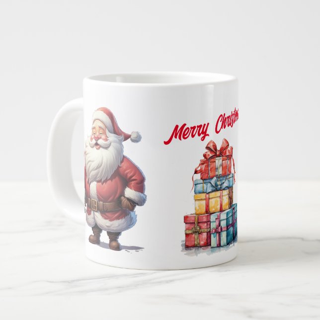 Caneca De Café Grande Santa's Gift Bounty Christmas  (Frente Esquerda)