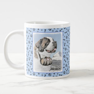 Caneca De Café Grande Santo Bernard Painting - Arte Cachorro Original Bo
