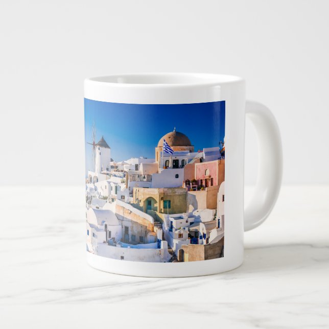 Caneca De Café Grande Santorini (Frente Esquerda)