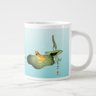 Caneca De Café Grande Sapo amarelo no Lotus Leaf