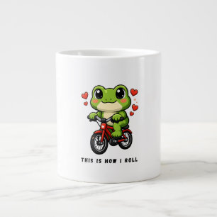 Caneca De Café Grande Sapo Ciclismo Fofo Arte de Sapo Kawaii de Bicicl
