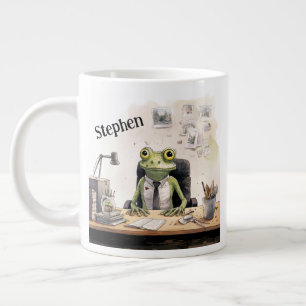 Caneca De Café Grande Sapo de Nome Personalizado no Dia do Profissional 