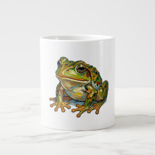 Caneca De Café Grande Sapo Sortudo Arte Colorida Símbolo de Boa Fortuna