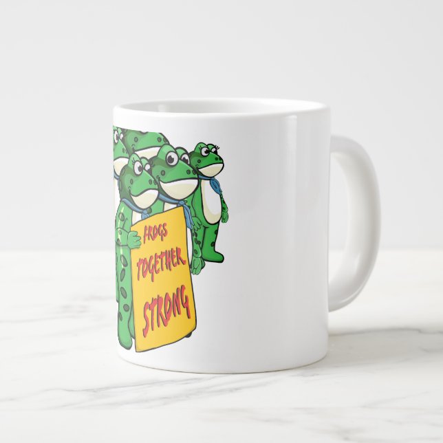 Caneca De Café Grande Sapos Juntos Fortes  (Frente Esquerda)