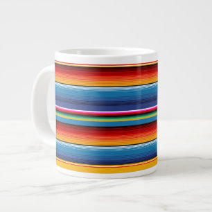 Caneca De Café Grande Sarape Vermelho Dourado Azul