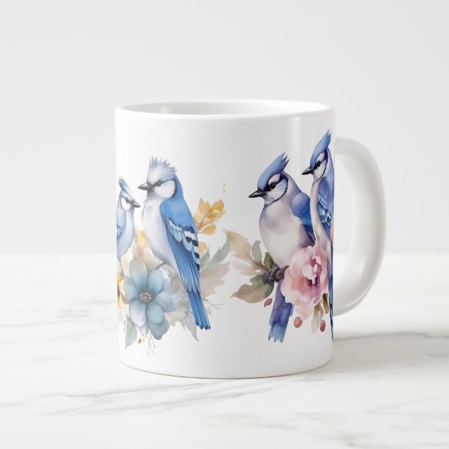 Caneca De Café Grande Saudação do Gaio Azul (Frente Esquerda)