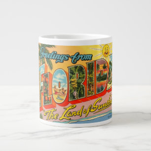 Caneca De Café Grande Saudações da Flórida Cartão Postal Antigo