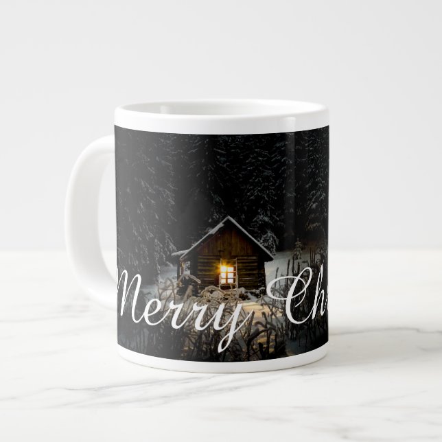 Caneca De Café Grande Saudações de Natal com Casa de Bruxa (Frente Esquerda)