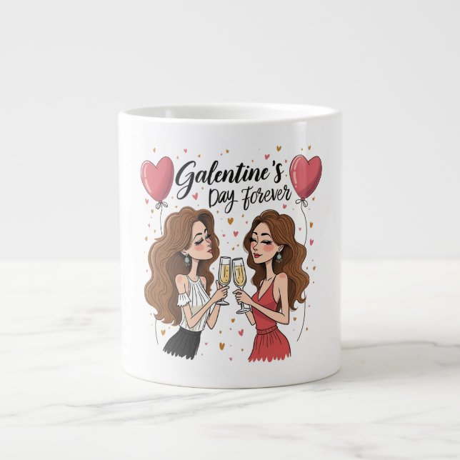 Caneca De Café Grande Saúde ao dia de Galentine (Frente)