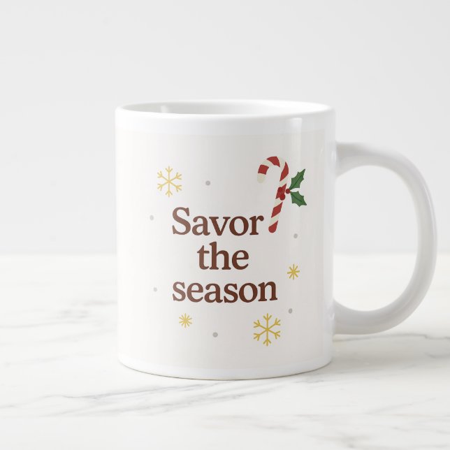 Caneca De Café Grande Savor the Season | Candy Cane Christmas Mug (Direita)
