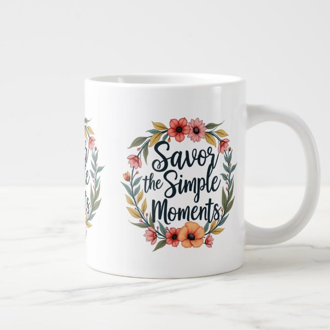 Caneca De Café Grande Savor the Simple Moments Boho Floral Cote (Direita)