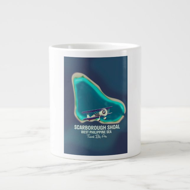 Caneca De Café Grande Scarborough Shoal West Philippine Sea Map (Frente)