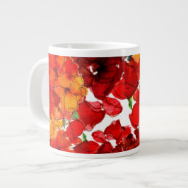Caneca De Café Grande Scarlet and Orange Watercolor Wallflower on White