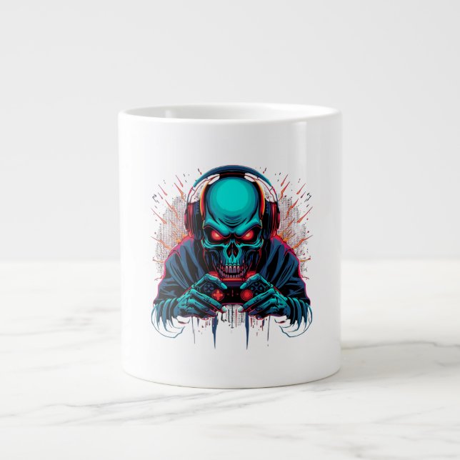 Caneca De Café Grande Scary Gamer Mode Active Amazing  (Frente)