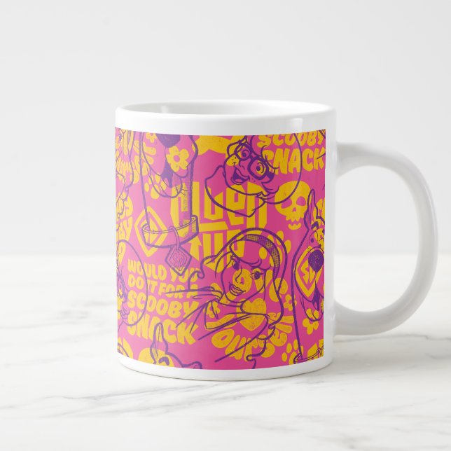 Caneca De Café Grande Scooby-Doo | Padrão de Flor Funky (Direita)