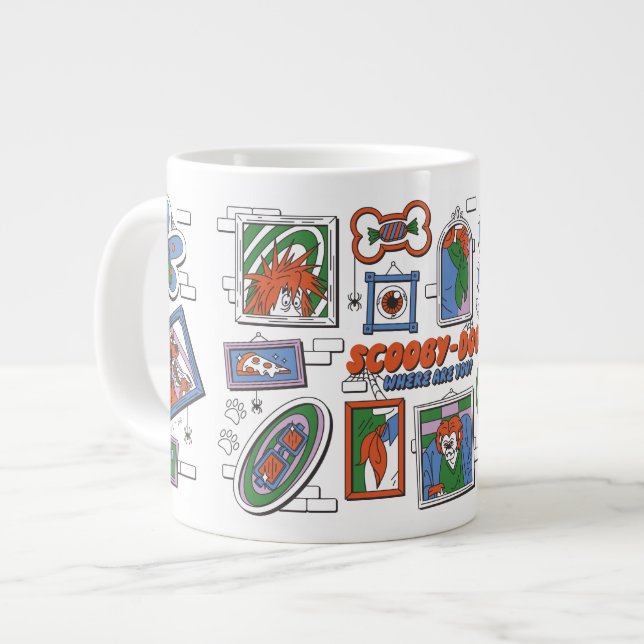 Caneca De Café Grande Scooby-Doo Wall of Halloween Picture Frames (Frente Esquerda)