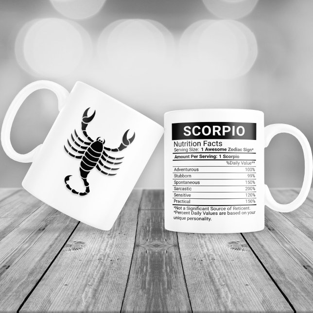 Caneca De Café Grande Scorpio Zodiac Sinal com Fatos Nutricionais, (Criador carregado)