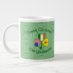 Caneca De Café Grande Scot Lion Irish USA Flags Shamrock Personalizado