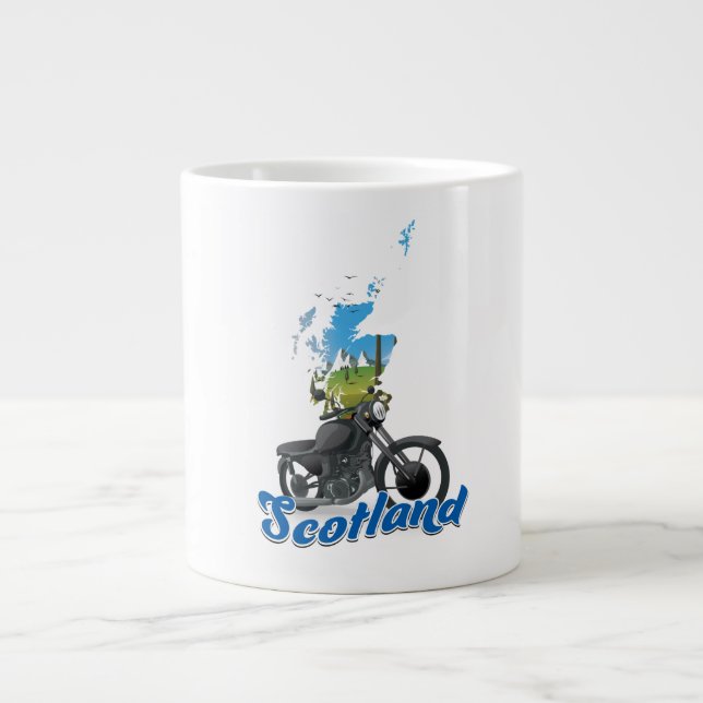 Caneca De Café Grande Scotland Motorcycle map viagem poser (Frente)