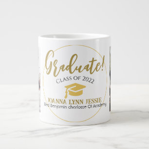 Caneca De Café Grande Script de Boné de ouro para Graduação Simples Mode
