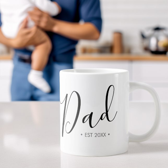 Caneca De Café Grande Script do Dia dos Pais Papai Personalizado (Father's Day Script Dad Personalized Giant Coffee Mug)