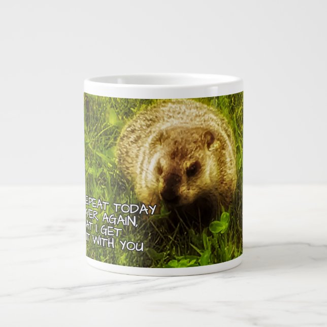 Caneca De Café Grande Se eu tiver que repetir hoje repetidamente (Frente)