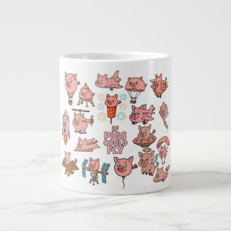 Caneca De Café Grande "Se os Porcos Pudessem Voar" Designo de Porco de
