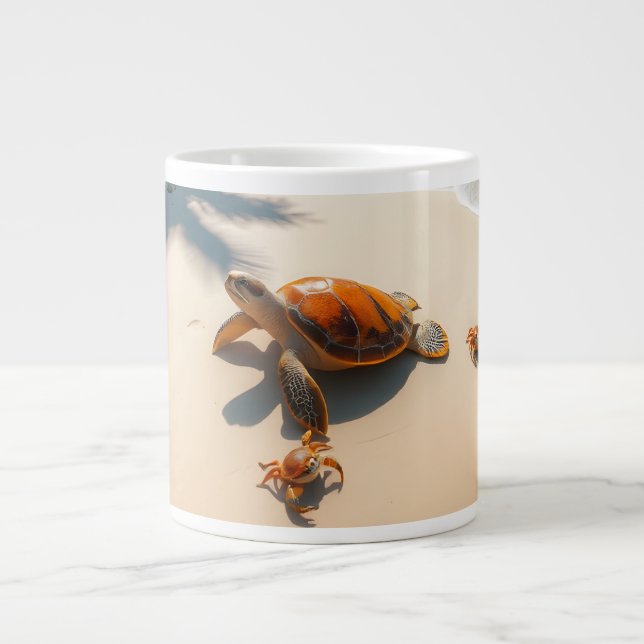 Caneca De Café Grande Sea  Crabs on Tropical Beach – Serene Ocea (Frente)