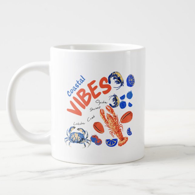 Caneca De Café Grande Seafood Beach Fisherman Ocean Tropical Quote  (Esquerda)