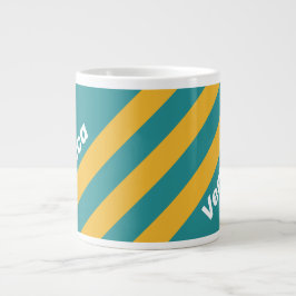 Caneca De Café Grande Seashell Sunrise Stripes with Name