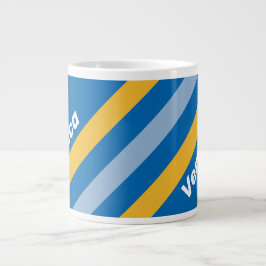 Caneca De Café Grande Seaside Stripes with Name