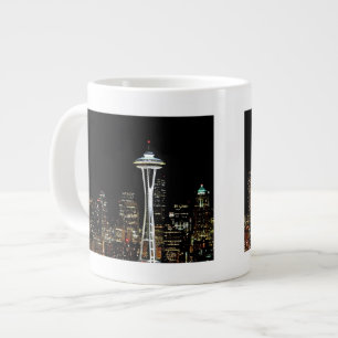 Caneca De Café Grande Seattle Skyline à noite, com Agulha Espacial.