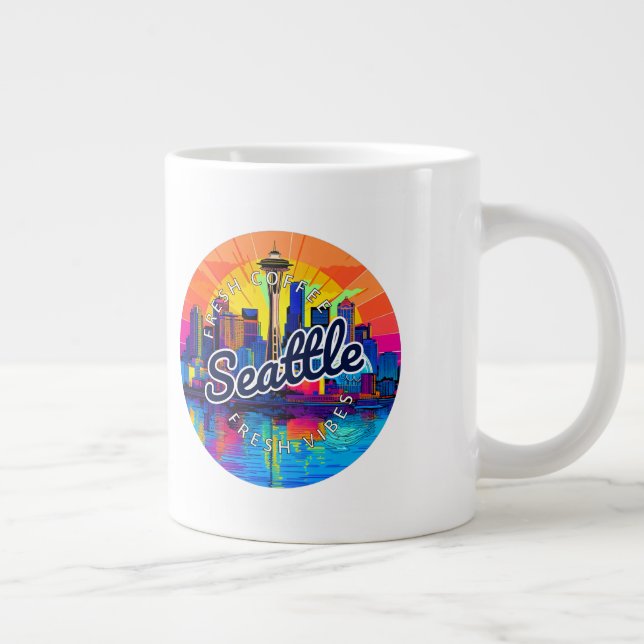 Caneca De Café Grande Seattle Skyline Stroke (Direita)