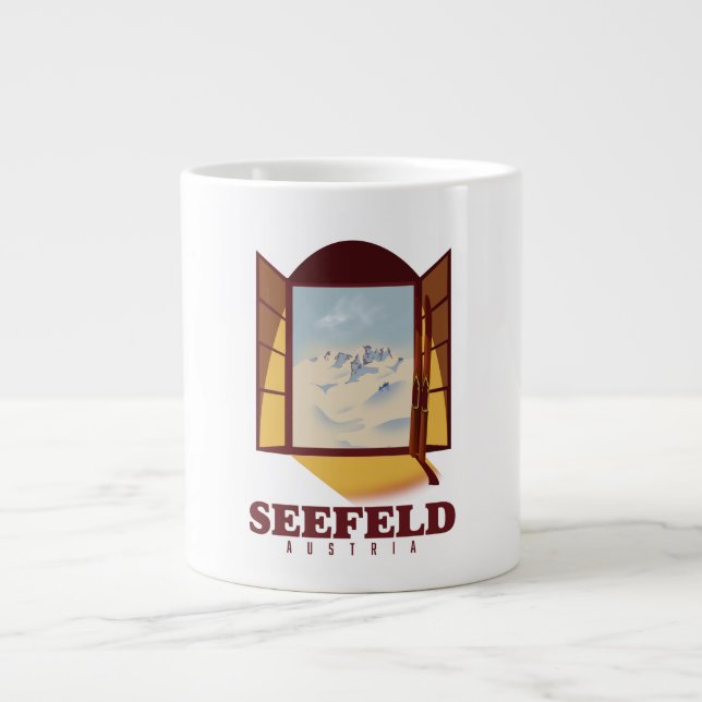 Caneca De Café Grande Seefeld Austria Ski poster (Frente)