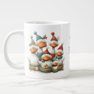 Caneca De Café Grande Seis Gansos Caprichosos Pondo Ovos 12 Dias de Nata