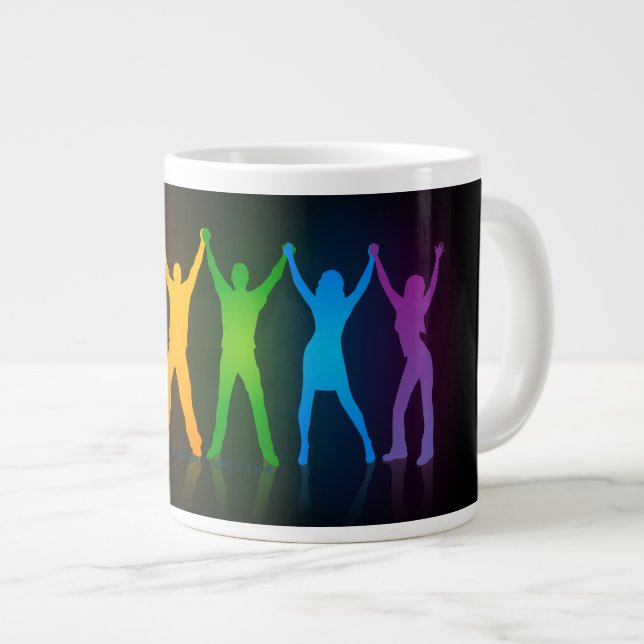 Caneca De Café Grande Seis silhuetas em pé de Slipperyjoe com braços lev (Frente Esquerda)