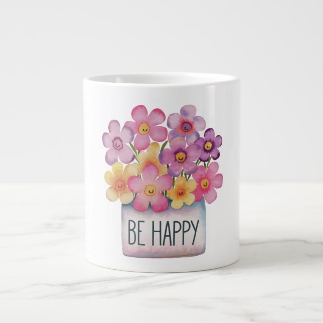Caneca De Café Grande Seja feliz (Frente)