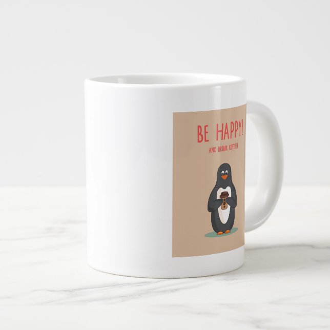 Caneca De Café Grande Seja Feliz E Beba Café (Frente Esquerda)