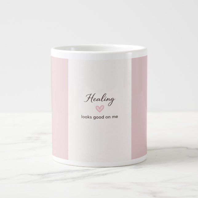 Caneca De Café Grande Self Love Quote Healing Looks Good On Me Minimal D (Frente)
