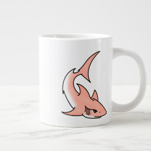 Caneca De Café Grande semana do tubarão rosa desenho animado arte de tat