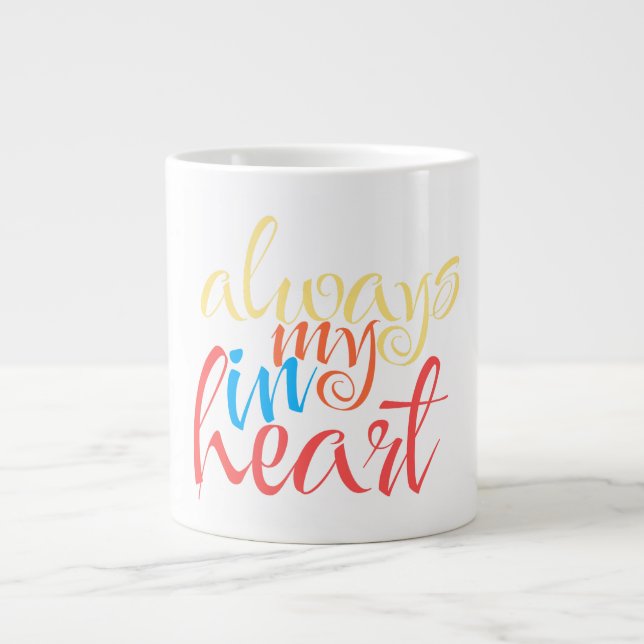 Caneca De Café Grande Sempre no meu coração (Frente)