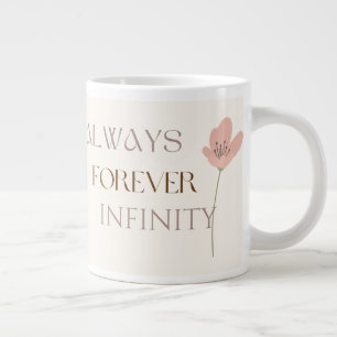 Caneca De Café Grande Sempre Para Sempre Infinito, Floral Romântico